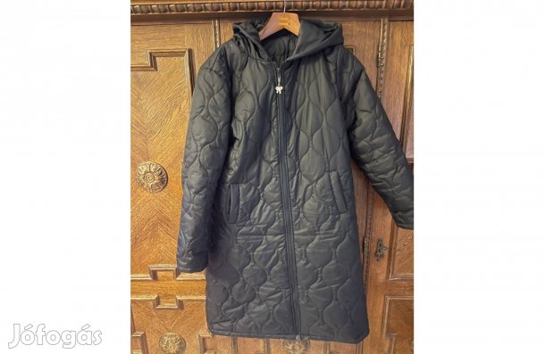 Női kabát fekete L-XL kapucnis