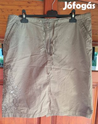 Női kekizöld színű farmer hatású szoknya