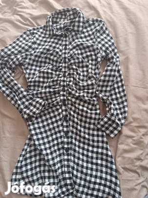 Női kockás hosszú ing ruha
