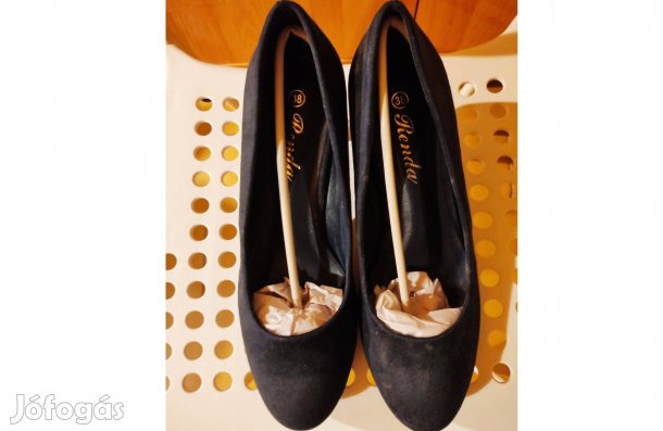 Női körömcipő (kék) velúr hatású, méret: 38