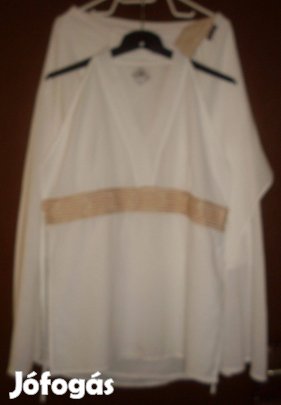 Női len anyagú szoknyás ,fehér,kétrészes,L-méret,olcsón!/14