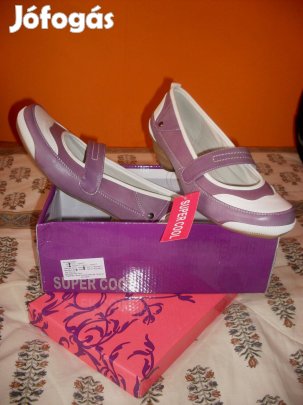 Női lila-fehér cipő, új,pántos,kis sarokkal,40-méret!