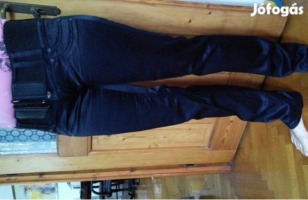 Női nadrág fekete csípőnadrág 30-as fényes Big Time Jeans M