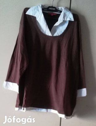 Női négerbarna pamut felső, 48-méret,alig használt!/66