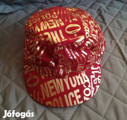 Női nyári piros új sapka,L-XL-méret,arany mintával,különleges!/59