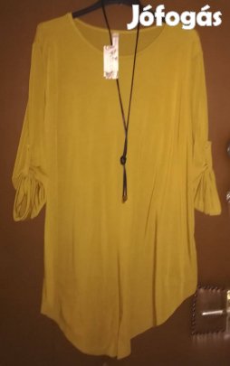 Női pamut,sárga kissé elasztikus,új 48-méretű felső,nyaklánccal!/50