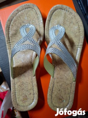 Női papucs ezüst lábujjas 39 es /24.5cm