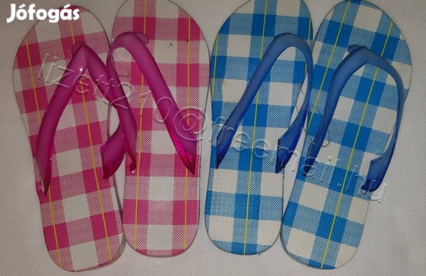 Női papucs strandpapucs új 2 db egyben kék rózsaszín