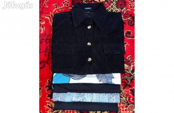 Női póló 5 db együtt rövidujjú felső fekete blúz mellény fitnesz trikó