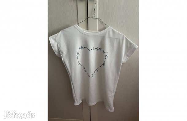 Női póló Zenda pamut fehér szív S M 1 méret