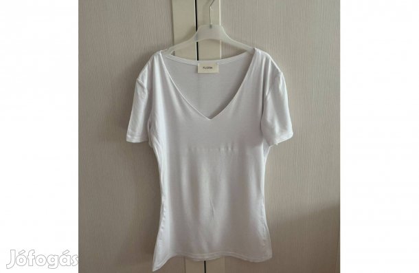 Női póló rövid ujjú fehér basic egy méret Zenda