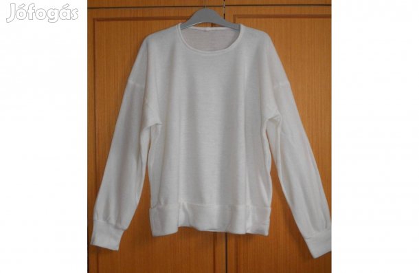 Női pulóver, szép, fehér, könnyű, puha, pamut.Nagy - Kb: XL
