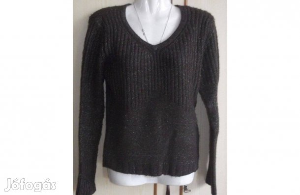 Női pulóver barna, aranyszálas