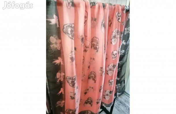 Női sál (Koponyafej mintás) narancs-szürke eladó!