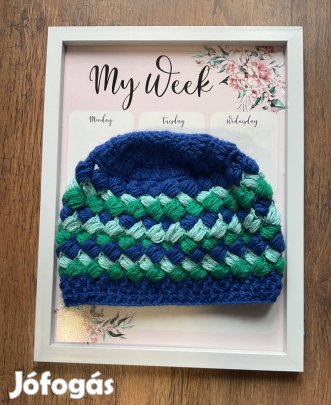 Női sapka, kézzel horgolt Türkisz kaland 2