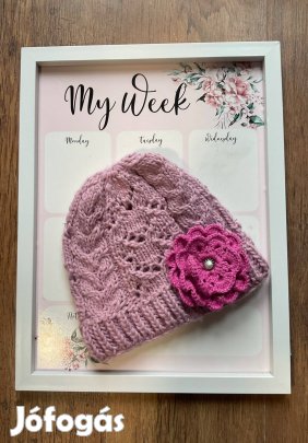 Női sapka, kézzel kötött-eper fagyi