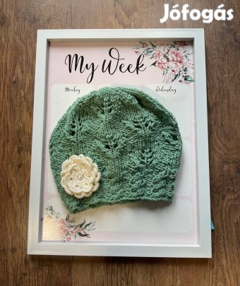 Női sapka, kézzel kötött zöld