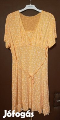 Női sárga apró mintás ruha,új,elasztikus,46-méret!/62