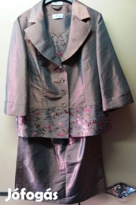 Női selyembrokát alkalmi 3 részes kosztüm,44-méret,új,butikból!/77