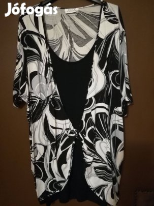 Női sötétkék-fehér mintás,48-méretű alkalmi felső,csinos!/76