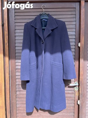 Női sötétkék hosszú gyapjúkabát 42-es méretben