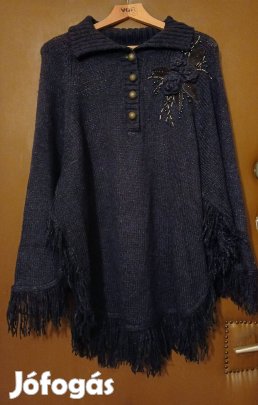 Női sötétkék poncsó,új, XL-2XL -méretben,különleges!/80