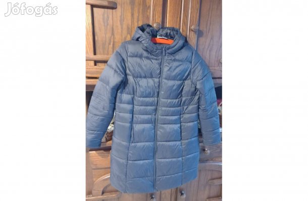 Női sötétkék pufi pehely kabát 42-es, könnyű - Új, 90 cm