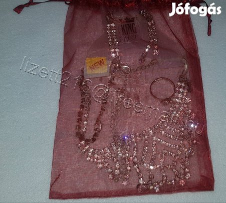 Női strassz nyaklánc fülbevaló karkötő szett esküvő szalagavató 02