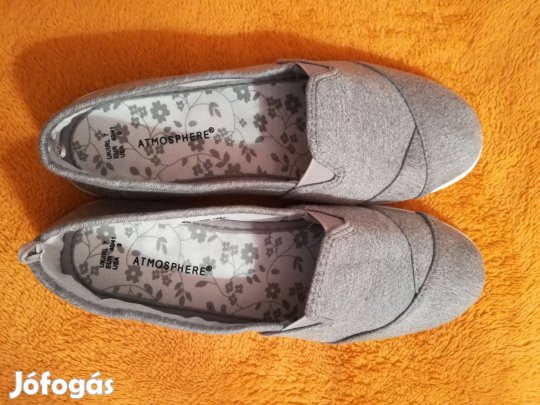 Női szürke új vászon-pamut 41-méretű új cipő,oldal kissé gumis!/64