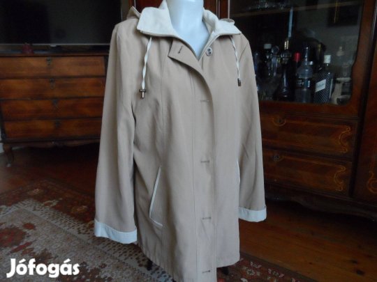 Női tavaszi kabát kapucnis kávé színű L XL