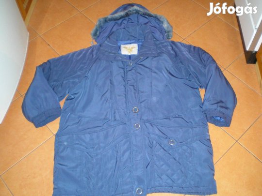Női télikabát XXL-es XXL sötétkék színben kapucnival
