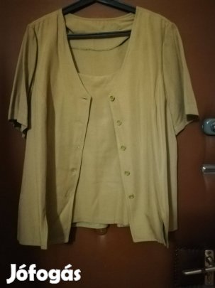 Női,új 3 részes,nadrágos,keki színű,varrónő készítette,46-méret/69