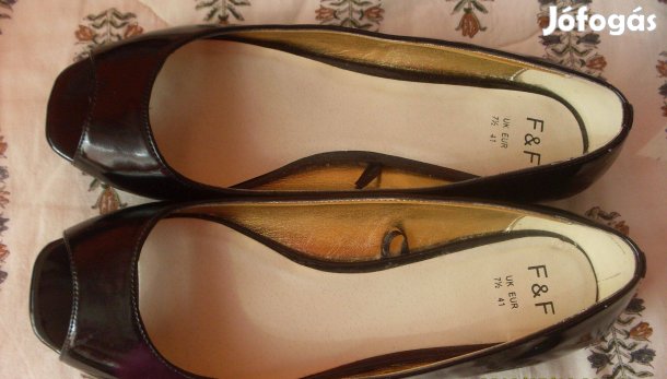 Női új fekete lakk szandálcipő, 41-méret!