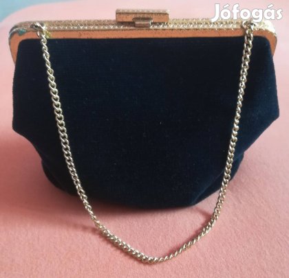 Női új fekete plüss színházi kistáska,olcsón!/44