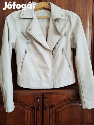 Női utcai elegáns bőrkabát vajszínű M es méret