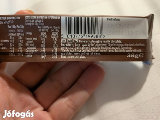 Nomo tejmentes csokoládé - Alap íz csokiszelet