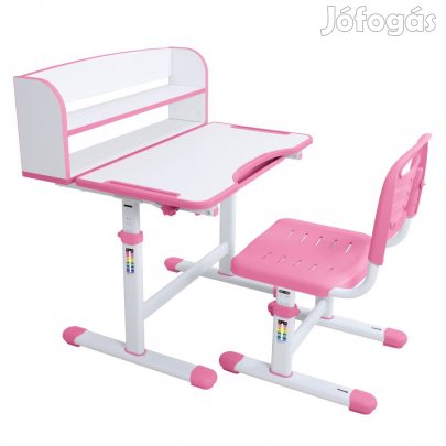 Növekvő íróasztal és szék, rózsaszín/fehér, set ZION