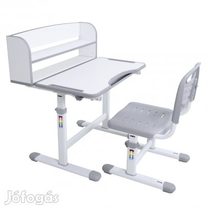 Növekvő íróasztal és szék, szürke/fehér, set ZION