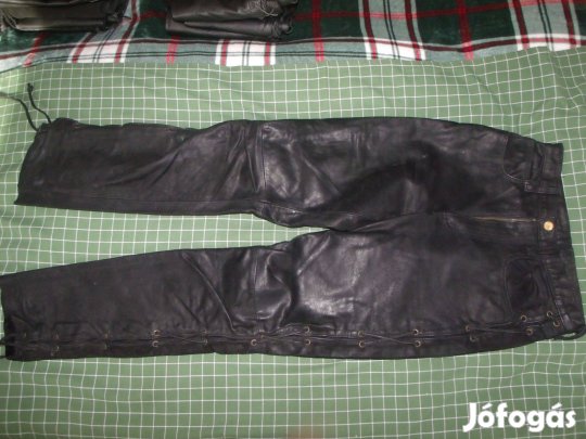 Nubuk női 38-as fűzős motoros bőrnadrág derék 74cm motorosnadrág