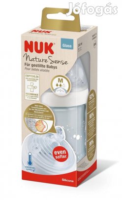 Nuk Nature Sense hőérzékelős üveg cumisüveg, 240 ml, OUTLET termék
