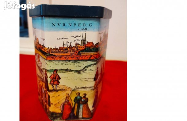 Nürngbergi hatszögletű fém mézeskalács doboz