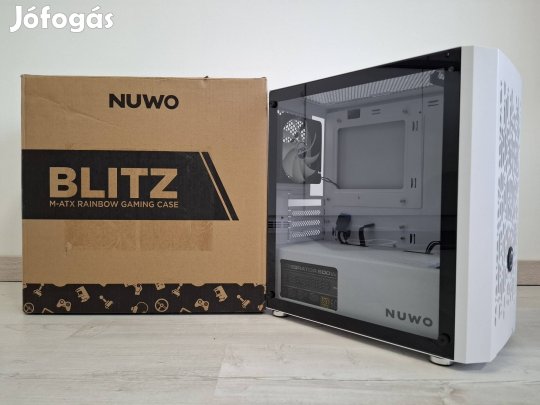Nuwo Blitz R25 Fehér matx - Itx ház + 600W Aerocool ATX tápegységgel