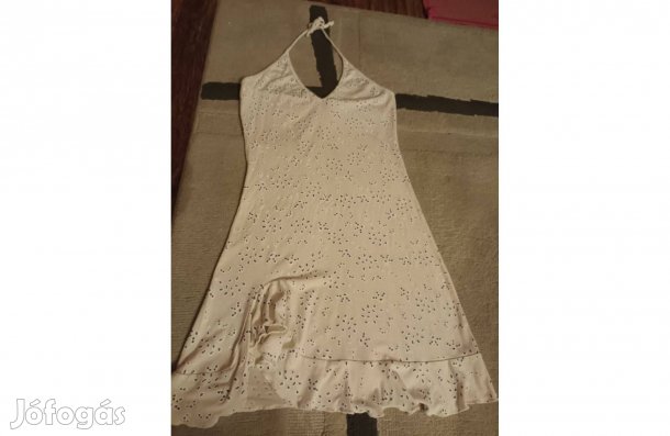 Nyakban kötős elöl fodros kislány kánikula ruha 8-10 év szép állapotba