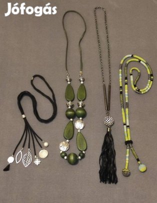 Nyakláncok (4db, fekete-zöld csomag)