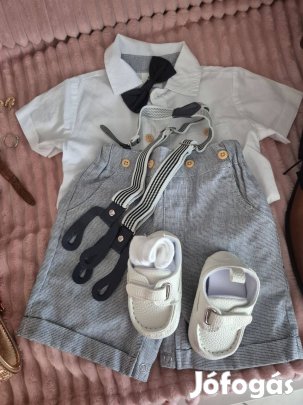 Nyári elegáns babaruha szett keresztelőre, fiú 6-9 hó
