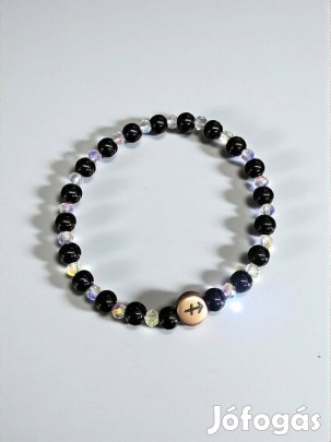 Nyilas horoszkópos fekete onix ásvány karkötő