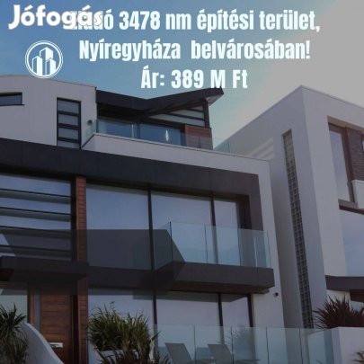 Nyíregyháza belvárosi 3478 nm-s építési terület eladó!
