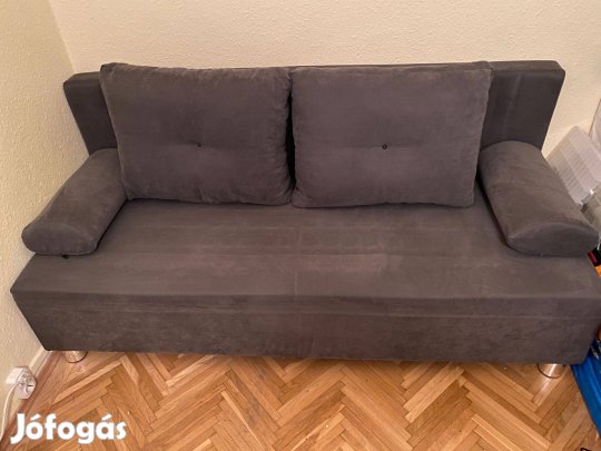 Nyitható ágyneműtartós kanapéágy ágyneműtartóval - Sötétszürke