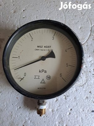 Nyomásmérő 0-6 Kpa 160mm átmérő manométer feszmérő 1/2"col