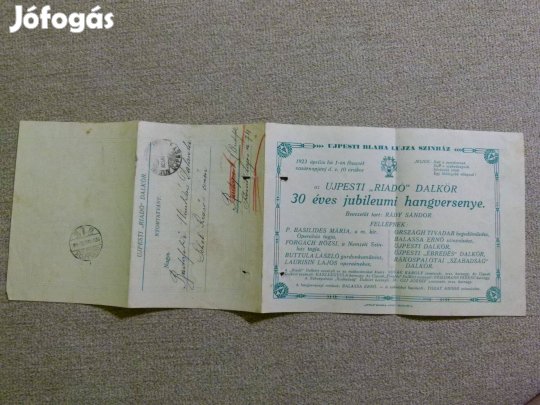 Nyomtatvány 1923-ból